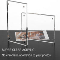 Acrylic Photo Frame Clear Freestanding Double-Sided Magnetic Display for Desktop