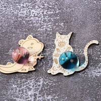 Cartoon Animal Crystal Ball Display Stand Wooden Base for Energy Stones and Ornaments