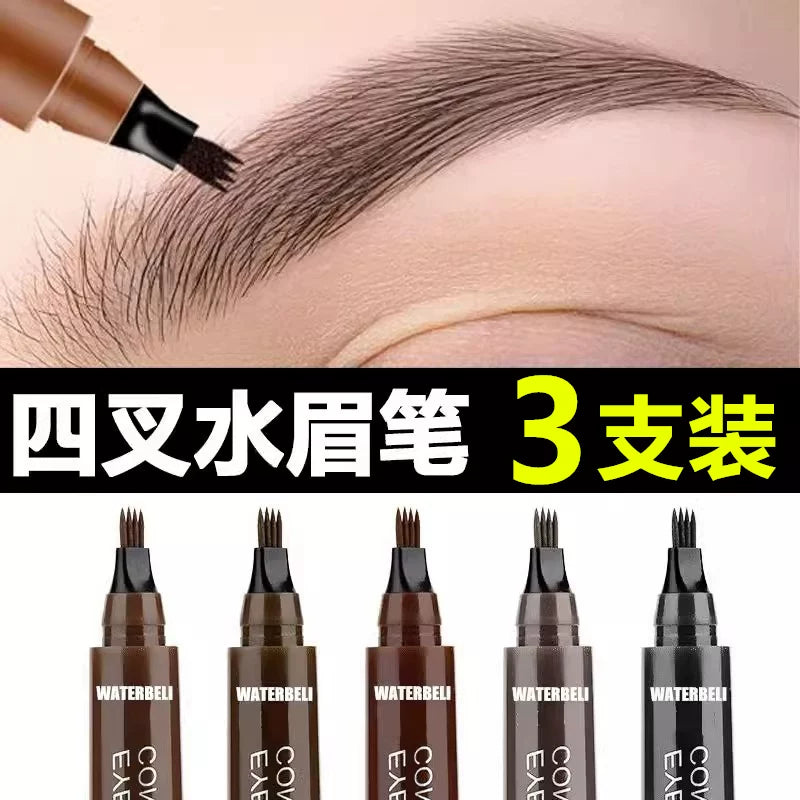 Four-Tip Microblading Eyebrow Pen for Natural, Long-Lasting, Waterproof Brows