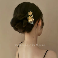 Vintage Chinese Style Acrylic Lily Flower U-shaped Hairpin for Updos