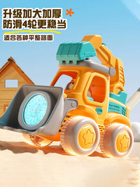 Kids' Electric Bubble Machine Push Cart Toy - Excavator Design, Rechargeable, Non-toxic for Toddlers 1-3 Years