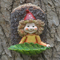 Fairy Baby Girl Leaf Hanging Bird Feeder for Outdoor Garden & Patio Decor