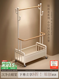 Wooden Freestanding Garment Rack with Shelf for Bedroom and Entryway