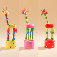 Wooden Press-Up Dancing Giraffe / Clown Toy for Kids, Party Favors, and Gifts