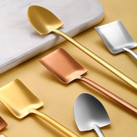 Long Handle 304 Stainless Steel Ice Cream Spoon, Titanium Plated Coffee Stirring Spoon, Watermelon Shovel Spoon