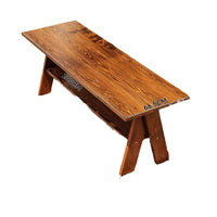 Outdoor Patio Solid Wood Dining Table and Chairs Set, Carbonized Anti-Corrosion Garden Villa Furniture