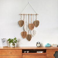 Hand-Woven Macrame Leaf Wall Hanging Tapestry for Boho Home Decor