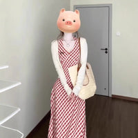 Vintage Plaid Halter Neck Dress for Petite Women, Slimming Beach Vacation Outfit