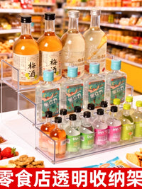 Clear Acrylic Tiered Display Stand for Liquor Bottles and Collectibles