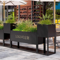 Outdoor Garden Iron Art Flower Box Combination Rectangular Planter Hotel Municipal Partition Fence Flower Trough