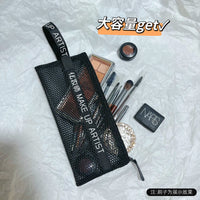Mesh Cosmetic Bag Portable Travel Toiletry Organizer Large Capacity Pencil Case