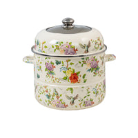 Enamel Steamer Pot with Lid, Thickened Double-Layer Stockpot for Induction & Gas Stoves