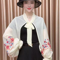 Embroidered Shawl Arm Sleeves for Women - UV Protection Breathable Summer Outdoor Cycling Wrap