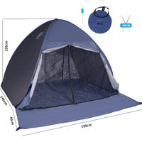 Pop-Up Beach Tent UV Protection Sun Shelter for 3-4 People