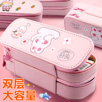 Double-Layer Large Capacity Pencil Case for Girls, Cute Kids' Stationery Pouch