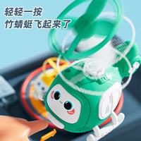 Outdoor Flying Disc Toy with Bamboo Dragonfly Launcher for Kids