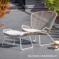 Nordic Outdoor Rope Woven Lounge Sofa Chair for Patio Garden Sunroom, Aluminum Alloy Frame, Weather Resistant