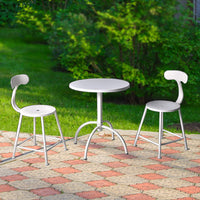 Outdoor Wrought Iron Bistro Set for Balcony Patio Cafe - 3-Piece Bar Table and Chairs