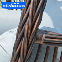 Indoor/Outdoor Rattan Wicker Swing Chair with Stand, Single Person Hanging Basket Chair for Patio Balcony Garden