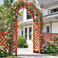 Orange Wood Garden Arch Trellis for Climbing Plants Outdoor Decor