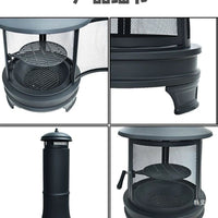 Outdoor Folding Fire Pit with Chimney and Rain Cover for Camping and Patio Heating