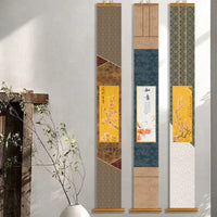 Blank Zen Japanese Style Bamboo Scroll for Calligraphy and Painting, Unmounted Xuan Paper Hard Cardboard Scroll for Tea Room Decor