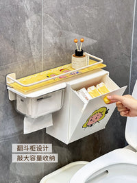 Toilet Side Storage Cabinet with Tissue Holder and Sanitary Pad Organizer