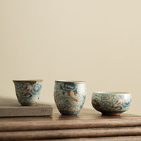 Ru Kiln Style Auspicious Rabbit Teacup Ceramic Tea Bowl for Home Tea Ceremony