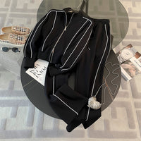 Women's Fashionable Sporty Casual Sweatshirt & Wide-Leg Pants Set