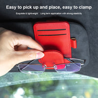 Car Sun Visor Glasses Clip Holder for Sunglasses and Cards, Multi-functional Storage Organizer