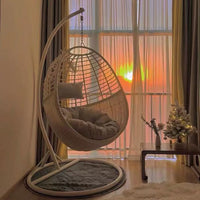 Indoor Outdoor Rattan Wicker Hanging Basket Chair Swing Hammock for Patio Balcony Garden