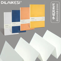 Dileikes Accordion Watercolor Sketchbook, 300gsm Cotton Pulp, Medium Grain, Portable for Artists