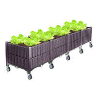 Mobile Planter Box with Wheels for Balcony Garden, Rectangular Plastic Raised Garden Bed for Vegetables and Flowers