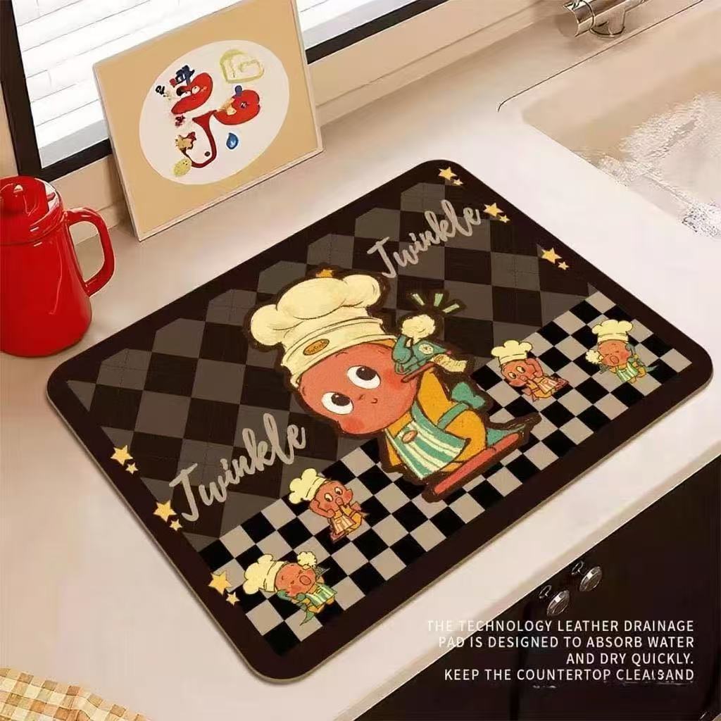 Cute Star Man Diatomaceous Earth Kitchen Sink Faucet Absorbent Mat Quick Dry Drain Pad