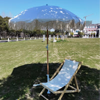 Fringed Cotton Beach Umbrella with Wooden Pole for Garden Patio Sun Protection