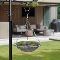 Outdoor Hanging Bird Bath Feeder with Butterfly Decor for Garden Patio