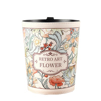 Car Trash Can with Lid, Multi-purpose Vehicle Storage Bin, Retro Oil Painting Style Hanging or Desktop Organizer