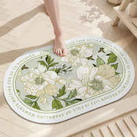 Diatomaceous Earth Floral Bath Mat, Non-Slip Absorbent Quick Dry Doormat for Bathroom Entryway