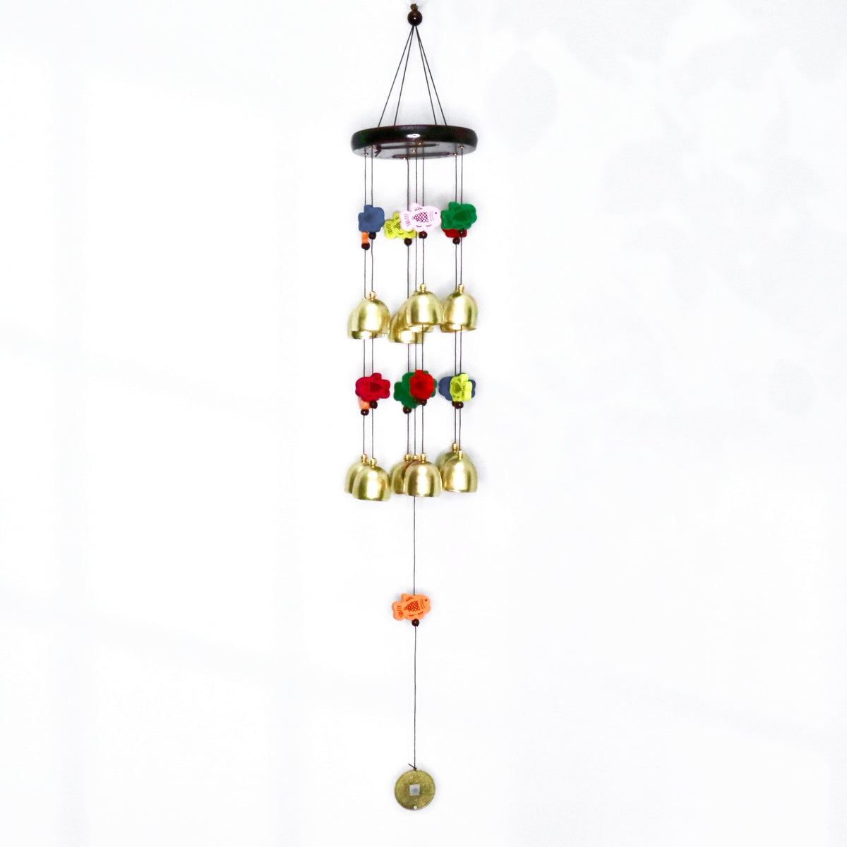 Wooden Colorful Fish Wind Chime with Aluminum Tubes