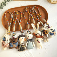Korean Ins Handmade Fabric Cartoon Keychain Doll Bag Charm Cute Animal Ornament