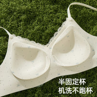 Floral Lace Wireless Bra for Small Busts, Gathered Support, Anti-Sagging