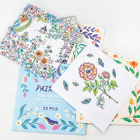 12-Page Creative DIY Coloring Book for Students, Opaque Drawing Book, Mystery Garden Theme