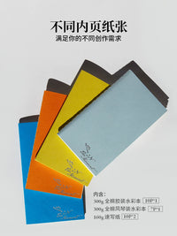 Inth A6 Multifunctional Leather Journal Set with Replaceable 300gsm Cotton Paper for Sketching, Watercolor, and Markers
