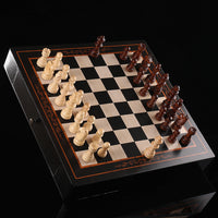 Wooden Chess Set with Folding Board, Portable Educational Board Game for Adults and Kids