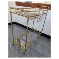 Nordic Style Metal Rolling Bar Cart with Wheels, Multi-functional Storage Trolley for Home and Hotel