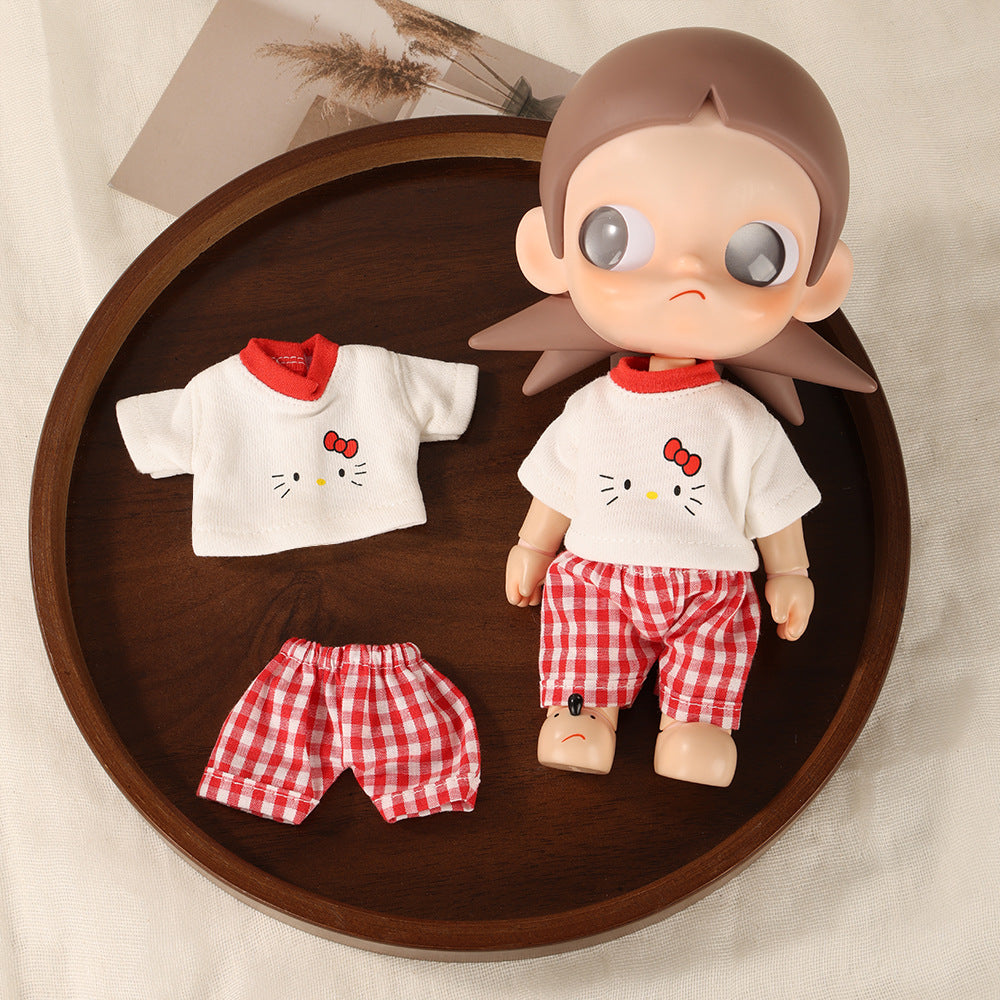 BJD Doll Clothes KT Plaid Casual Outfit Set
