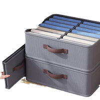 Fabric Double-Row Wardrobe Clothes Storage Box with Dividers