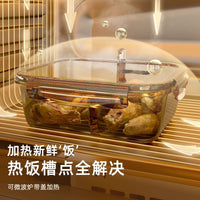 Borosilicate Glass Lunch Box with Lid for Microwave, Divided Bento Bowl, Food Storage Container for Students and Office Workers