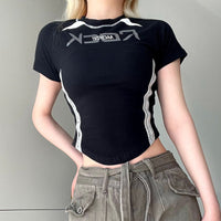Women's Digital Print Crew Neck Short Sleeve T-Shirt & Skinny Pants Set