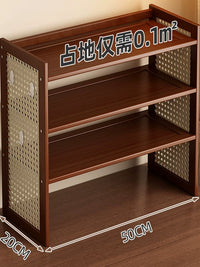 Desktop Storage Shelf with Hooks, Small Bookshelf for Desk Organization